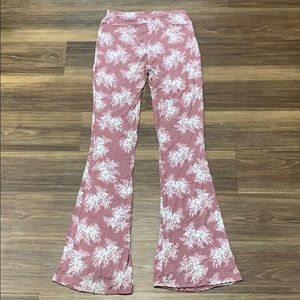 Stretchy floral high waisted flare pants